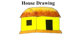 Easy House Drawing  How to Draw House Step by Step for Beginners  Drawing House easy [upl. by Sudbury]