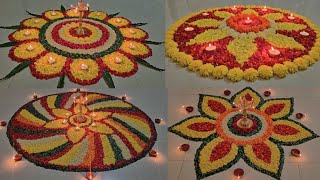 4 simple amp easy diwali flower rangoli design  diwali decoration ideas  flower rangoli ideas [upl. by Caraviello348]