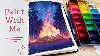 Campfire Painting  Cozy Art  No talking  Chill Music  Paint With Me [upl. by Hanahsuar28]