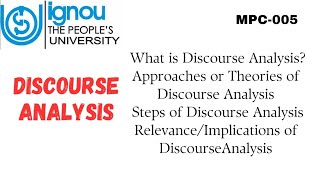 Discourse Analysis In Research MPC005 [upl. by Aralk901]