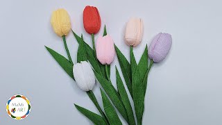 Tulipany z krepiny jak żywe  zobacz jak to zrobiłam ❤️🌹 EASY CREPE PAPER FLOWER ❤️🌹 [upl. by Ylaek]