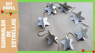 ♻️ DIY Guirnalda de Estrellas Papel Reciclado Christmas garland recycled paper [upl. by Junius209]