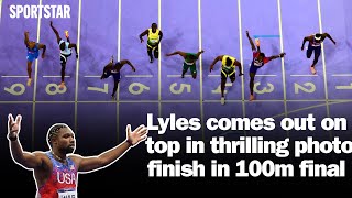 Highlights Noah Lyles wins 100m final in thrilling photo finish  Paris Olympics 2024 [upl. by Kelila728]