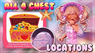 ALL 4 CHEST LOCATIONS IN DIAMOND BEACH  Royale High Summer Update 2021 [upl. by Mignon]