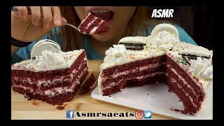 Asmr Red Velvet Cake  Milk w Oreos amp Whipped Cream BIG BITES Asmr SA Eats [upl. by Ynafetse]