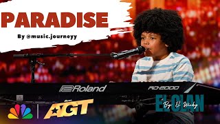 PARADISE AGT AUDITION LYRICS  JOURNEY MusicJourneyy 9 Years On AGT 4KLyrics Video [upl. by Berstine]