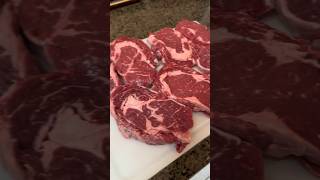 Cutting ribeye roast into steaks and fry brining a couple beef steak ribeye mealprep [upl. by Sevik]