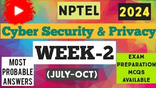 Cyber Security and Privacy NPTEL week 02 Assignment 02 Answers 2024 [upl. by Skees]