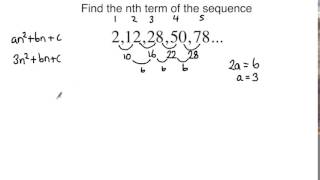 Level 2 Further Maths GCSE  Nth term of a quadratic sequence [upl. by Kurt]