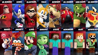 Sonic and Tails vs Mr Incredible and Elastigirl  Mario vs Disgust  Super Smash Bros Ultimate [upl. by Sella477]