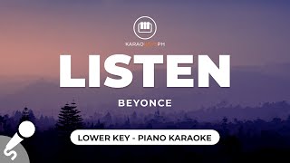 Listen  Beyonce Lower Key  Piano Karaoke [upl. by Diley]