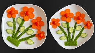 Beautiful Salad Decoration With Cucumber and Carrot  Salad Carving Garnish  Easy Vegetables Art [upl. by Jedlicka]