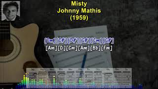 Misty  Johnny Mathis 1959 Karaoke SingALong Lyrics amp Guitar Chords oldies vinyl rare gold [upl. by Eittocs356]