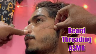 ASMR Beard Threading By Yong Barber Pakhi  Beard Threading And Eye Brows Threading  ASMRirfi [upl. by Attennod586]