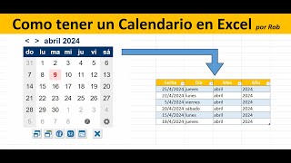 Como tener un Calendario en Excel [upl. by Anora81]