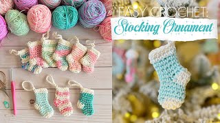 EASY CROCHET Mini Christmas Stocking Ornament BeginnerFriendly [upl. by Tiena]