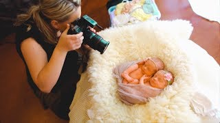 Photoshoot with ADORABLE IDENTICAL TWINS newborn twins photography [upl. by Nodnnarb]