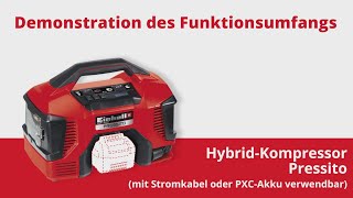 Funktionsumfang des Einhell HybridKompressors PRESSITO [upl. by Cord465]