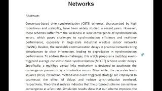 A Fast Convergence Scheme for Distributed Consensus Time Synchronization Using Multihop Virtual Link [upl. by Firman]