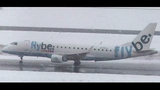 flybe Embraer ERJ175200STD GFBJJ takeoff during heavy snowfall Berlin Tegel [upl. by Gilli211]