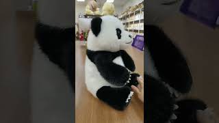 Realistic Stuffed Panda Plush Toy Lifelike Sitting Panda Plushies  KEAIART [upl. by Enahpad]