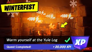 Warm Yourself at The Yule Log in the Cozy Lodge  Fortnite Winterfest Quest [upl. by Soloman]