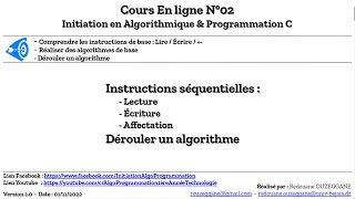 02  Cours 02  Instructions Séquentielles Instructions Simples [upl. by Latihs]