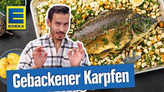 Karpfen Rezept  Gebackener Karpfen mit Gemüse [upl. by Milinda]