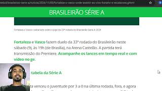 OBSERVAÇÕES DE FORTALEZA X VASCO  33ª RODADA DO BRASILEIRÃO 2024 [upl. by Noffets10]