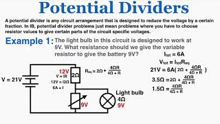 Potential Dividers  IB Physics [upl. by Edsel]