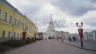 Kazan Russia Kremlin Gate Spasskaya Tower Clock tower Walk through the Kremlin Cloudy wea [upl. by Catherine]