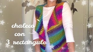 Chaleco a crochet fácil con 3 rectángulos  Ganchillo facial [upl. by Oag]