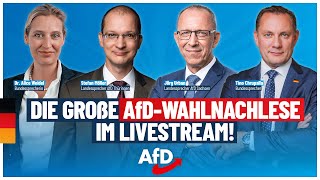 Wahlnachlese Thüringen amp Sachsen Weidel Chrupalla Möller amp Urban live  AfD [upl. by Ahsenra]