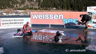 Am Weissensee Nik Linder Apnoe Weltrekord Streckentauchen unter Eis 1512011 HD1080p [upl. by Morlee]