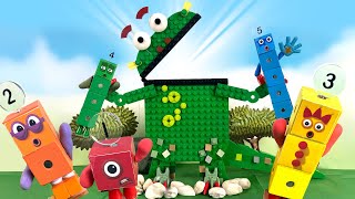 Blockzilla Meets Numberblocks Learn to Compare Numbers  Keiths Toy Box [upl. by Ahsiekrats]