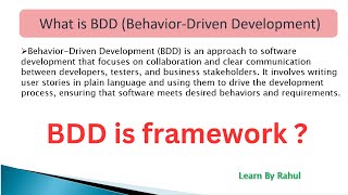 What is BDD  BDD is not framework  What is Behaviors Driven Development  BDD for Beginners bdd [upl. by Yulma]