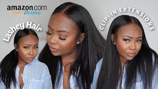 AMAZON PRIME 80 CLIP IN EXTENSIONS  NATURAL INSTALL  LASHEY HAIR [upl. by Nnayar]