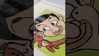 Mr Bean drawing with oil pestal colours mrbean art bts shorts viralvideo easy ideas trending [upl. by Dall585]