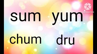 Um family words  learn words  bum sum yum mum gum hum drum plum glum  Bachokimastitv [upl. by Aihseya696]