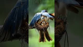 Heroic blue bird Rescue Chicks During Whiteout Snowstorm birds snow mother trending [upl. by Hooke]