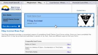 Small Claims BC  How to File Forms Online [upl. by Niahs527]