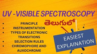 UV  VISIBLE SPECTROSCOPY  TELUGU chromophore  auxochromes [upl. by Goines]