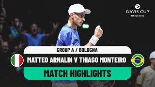 Matteo Arnaldi v Thiago Monteiro Highlights  Italy v Brazil Davis Cup 2024 Finals Group Stage [upl. by Dinah]