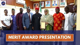 CYMS PRESENTS MERIT AWARD TO HAJIA WALIDA SADDIQUE DIRECTOR CORPS MOBILIZATION NYSC [upl. by Felicity]