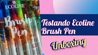 Testando a Ecoline Brush Pen  Unboxing [upl. by Hemingway]