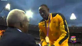 Usain Bolt singing Jamaican National Anthem OLYMPICS LONDON 2012 August 6 2012 [upl. by Efi998]