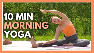 10 min Morning Yoga  Gentle Beginner Yoga Stretch NO PROPS [upl. by Meuse]