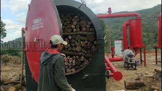 Wood Carbonization Pyrolysis Process Natural Wood Charcoal Making Machine Wood Charcoal Carbonizer [upl. by Hnah782]