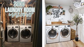 SMALL LAUNDRY ROOM MAKEOVER  Extreme budget of 900  Grand Renovation Series 2021 [upl. by Elatnahs728]