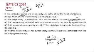 DBMS GATE CS PYQ 2024 SET 2 [upl. by Nikola]